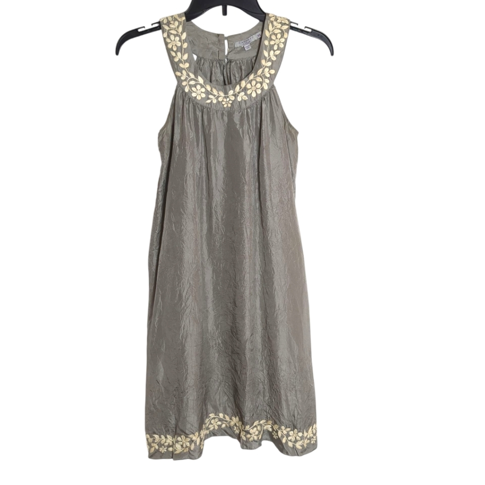 Calypso St Barth Sleeveless Embroidered Trim 100% Silk Dress Size XS